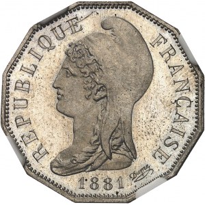 Trzecia Republika (1870-1940). Essai dodécagonal de 20 centimes en maillechort d'après Dupré 1881, A, Paris.