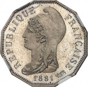 Třetí republika (1870-1940). Essai dodécagonal de 20 centimes en maillechort d'après Dupré 1881, A, Paris.