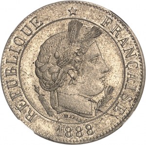 Trzecia Republika (1870-1940). Próba 20 centymów Merley, 2. typ, okrągły blankiet, duża waga i perforacja na krawędzi, 1888, A, Paryż.