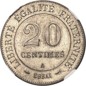 IIIe République (1870-1940). Test of 20 centimes Merley, 2nd type, round blank, heavy weight and perforations on the edge 1888, A, Paris.