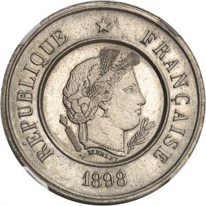 Terza Repubblica (1870-1940). Prova da 20 centesimi Merley, 2° tipo, tondo in bianco 1898, A, Parigi.