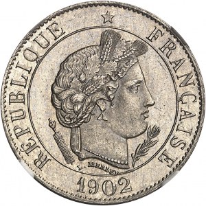 IIIe République (1870-1940). Essai de 20 centimes Merley, 2e type, flan rond 1902, A, Paris.