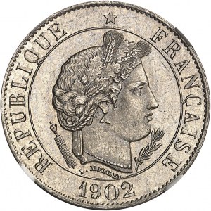 Terza Repubblica (1870-1940). Prova del 20 centesimi Merley, 2° tipo, tondo in bianco 1902, A, Parigi.