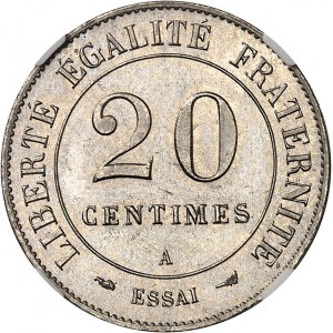 IIIe République (1870-1940). Essai de 20 centimes Merley, 2e type, flan rond 1902, A, Paris.