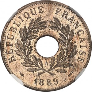 Dritte Republik (1870-1940). Un signierter 20-Centimes-Versuch, runder Rohling aus Neusilber 1889, A, Paris.