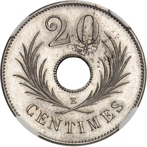 IIIe République (1870-1940). Essai de 20 centimes non signée, flan rond en nickel 1889, A, Paris.