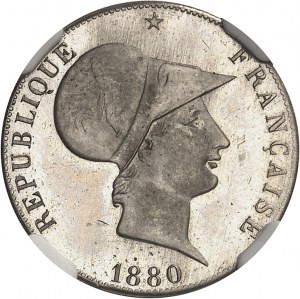 Trzecia Republika (1870-1940). Essai rond de 5 centimes en maillechort, według Lorthior 1880, A, Paryż.