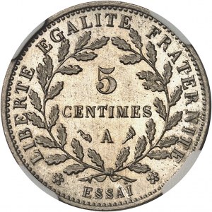 IIIe République (1870-1940). Essai-piéfort rond de 5 centimes en maillechort, d’après Dupré 1902, A, Paris.