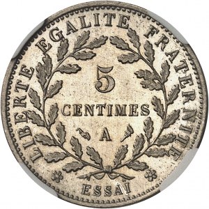 IIIe République (1870-1940). Essai-piéfort rond de 5 centimes en maillechort, after Dupré 1902, A, Paris.