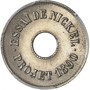 IIIe République (1870-1940). Nickel test or project by T. Michelin, module 2, Frappe spéciale (SP) 1890, Paris.