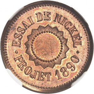 IIIe République (1870-1940). Essai uniface de nickel ou projet de T. Michelin, frappe en cuivre 1890, Paris.