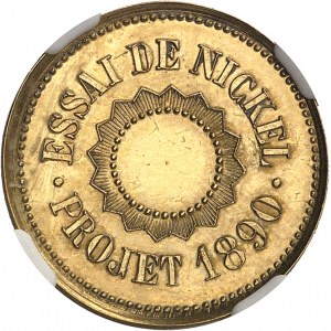 IIIe République (1870-1940). Essai uniface de nickel ou projet de T. Michelin, frappe en laiton 1890, Paris.