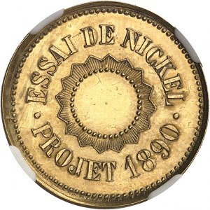 Terza Repubblica (1870-1940). Essai uniface de nickel ou projet de T. Michelin, brass coinage 1890, Paris.