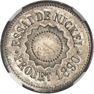 IIIe République (1870-1940). Essai uniface de nickel ou projet de T. Michelin, frappe en maillechort 1890, Paris.