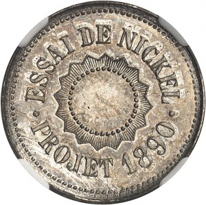 Třetí republika (1870-1940). Essai uniface de nickel ou projet de T. Michelin, frappe en maillechort 1890, Paris.