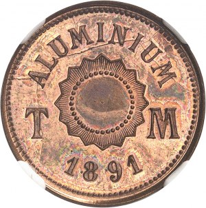 Trzecia Republika (1870-1940). Essai uniface autorstwa T. Michelina, imperforat, miedziana moneta z 1891 roku, Paryż.