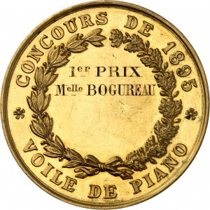 Dritte Republik (1870-1940). Goldmedaille, 1. Preis des Wettbewerbs von 1895, Voile de piano, des Grands magasins du Louvre 1895, Paris.