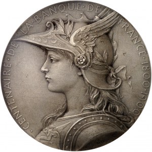 Tretia republika (1870-1940). Medaila k stému výročiu založenia Banque de France od O. Rotyho 1900, Paríž.