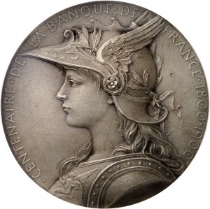 Třetí republika (1870-1940). Medaile ke stému výročí založení Banque de France od O. Rotyho 1900, Paříž.
