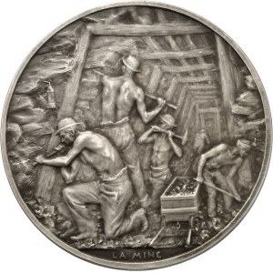 Tretia republika (1870-1940). Médaille, les mineurs et le coup de grisou Henri Greber, SAMF č. 56 1906, Paríž.