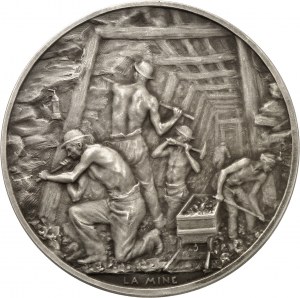 Tretia republika (1870-1940). Médaille, les mineurs et le coup de grisou Henri Greber, SAMF č. 56 1906, Paríž.