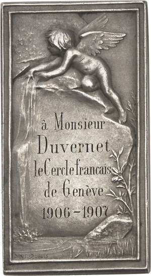 Dritte Republik (1870-1940). Plakette, La Source ou Chloé à la vasque, von J.-B. Daniel-Dupuis ND (1907), Paris.