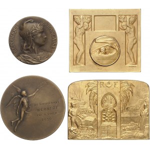Trzecia Republika (1870-1940). Partia 3 medali lotniczych przyznanych porucznikowi Paulowi Wernertowi i 1 medal na stulecie Algierii, z tego samego okresu 1927-1936, Paryż.