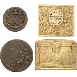 Třetí republika (1870-1940). Série 3 leteckých medailí udělených poručíku Paulu Wernertovi a 1 medaile ke stému výročí Alžírska z let 1927-1936, Paříž.