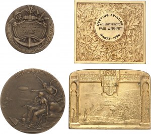 Třetí republika (1870-1940). Série 3 leteckých medailí udělených poručíku Paulu Wernertovi a 1 medaile ke stému výročí Alžírska z let 1927-1936, Paříž.