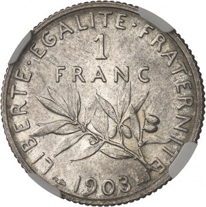 Terza Repubblica (1870-1940). 1 franco Semeuse 1903, Parigi.