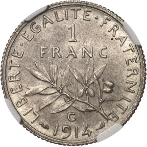 Tretia republika (1870-1940). 1 frank Semeuse 1914, C, Castelsarrasin.