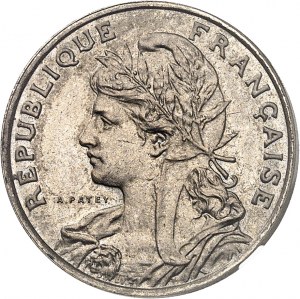 Trzecia Republika (1870-1940). Piéfort de 25 centimes Patey, 1. typ (kwadratowy) 1903, Paryż.