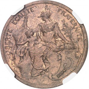 Trzecia Republika (1870-1940). Próba 5 centymów Daniel-Dupuis, z zarysem wartości w ND (1897), Paryż.