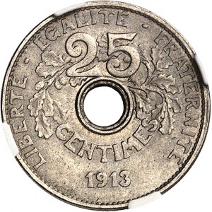 Dritte Republik (1870-1940). 25-Centimes-Test, Wettbewerb 1913, von Coudray, kleines Modul 1913, Paris.