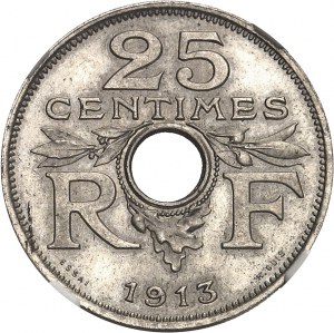 Tretia republika (1870-1940). Test 25 centimov, súťaž z roku 1913, autor Guis, veľký modul 1913, Paríž.