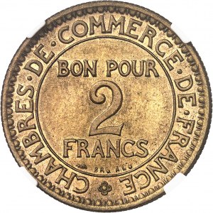 IIIe République (1870-1940). Essai de 2 francs Chambres de commerce 1920, Paris.