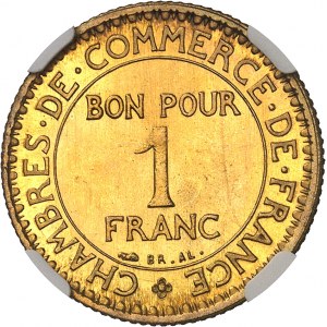 Dritte Republik (1870-1940). Essai de 1 franc Chambres de commerce en cupro-aluminium 1920, Paris.