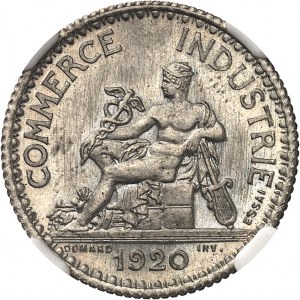 Trzecia Republika (1870-1940). Essai de 1 franc Chambres de commerce en maillechort 1920, Paryż.