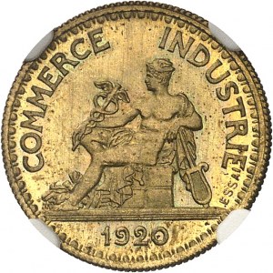 Dritte Republik (1870-1940). Versuch von 50 Centimes Chambres de commerce, ohne Unterschrift 1920, Paris.