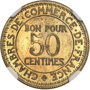 IIIe République (1870-1940). Essay of 50 centimes Chambers of Commerce, unsigned 1920, Paris.