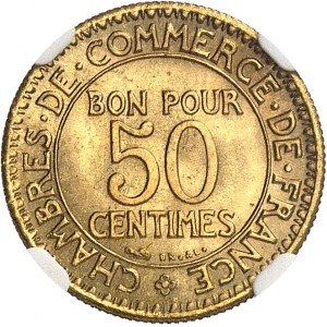 IIIe République (1870-1940). 50 centimes, Chambres de Commerce 1921, Paris.