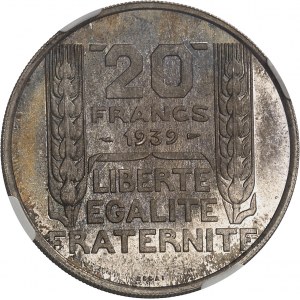 Dritte Republik (1870-1940). Versuch von 20 Francs Turin 1939, Paris.