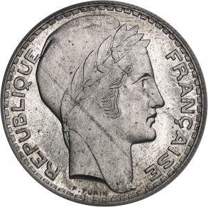 Trzecia Republika (1870-1940). Próba 10 franków turyńskich w aluminium, Frappe spéciale (SP) 1938, Paryż.