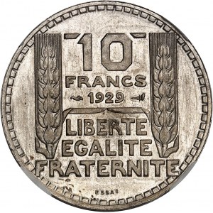 Terza Repubblica (1870-1940). Pezzo di prova da 10 franchi Torino 1929, Parigi.