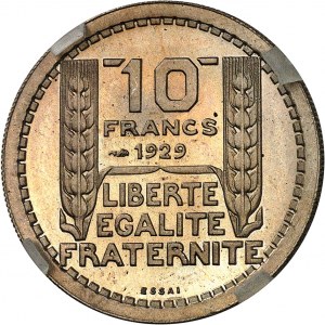IIIe République (1870-1940). Essai de 10 francs Turin hybride 26 mm et poids 7 g 1929-1939, Paris.