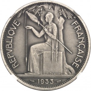 Trzecia Republika (1870-1940). Próba 5 franków Delannoy w niklu, matowy blankiet z 1933 r., Paryż.