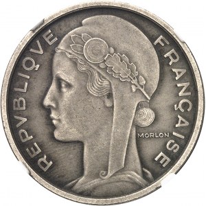Trzecia Republika (1870-1940). Próba 5 franków Morlon w niklu, matowy blankiet z 1933 r., Paryż.