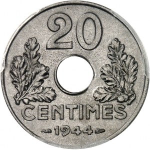 French State (1940-1944). 20 centimes in iron 1944, Paris.