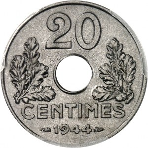 État Français (1940-1944). 20 centimes en fer 1944, Paris.