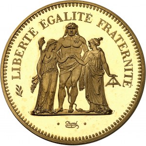 Ve République (1958 à nos jours). Piéfort de 50 francs Hercule, Flan bruni (PROOF) 1974, Paris.